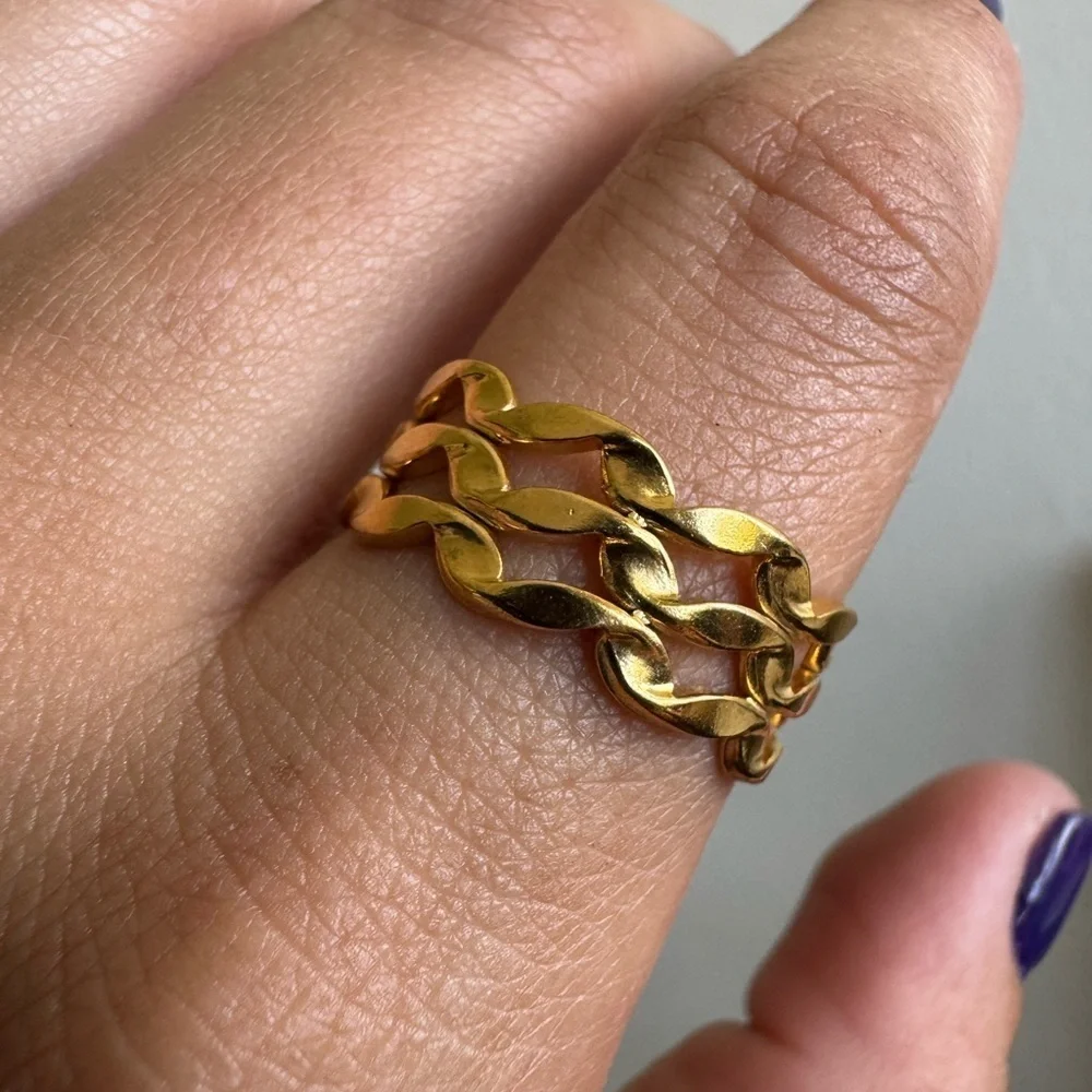 Braided Chunky Stainlees Steel Ring